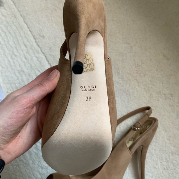 NWT Gucci Platform Sling back Peep toe Shoes. 38 - Picture 6 of 8